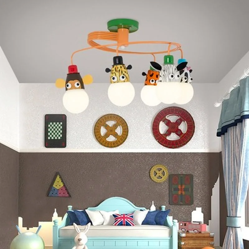 

Cartoon Led children chandelier Lighting For Kids Room Cloth Lampshade Chandelier Boys Bedroom Lustre Girls Lustresa