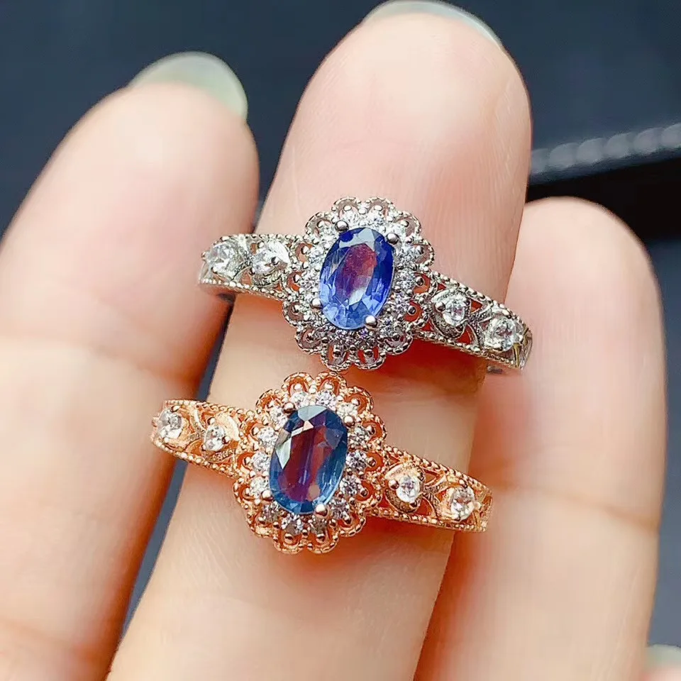 New Arrival Natural and Real Natural real blue sapphire ring 925 sterling silver Fine handworked jewelry Finger rings