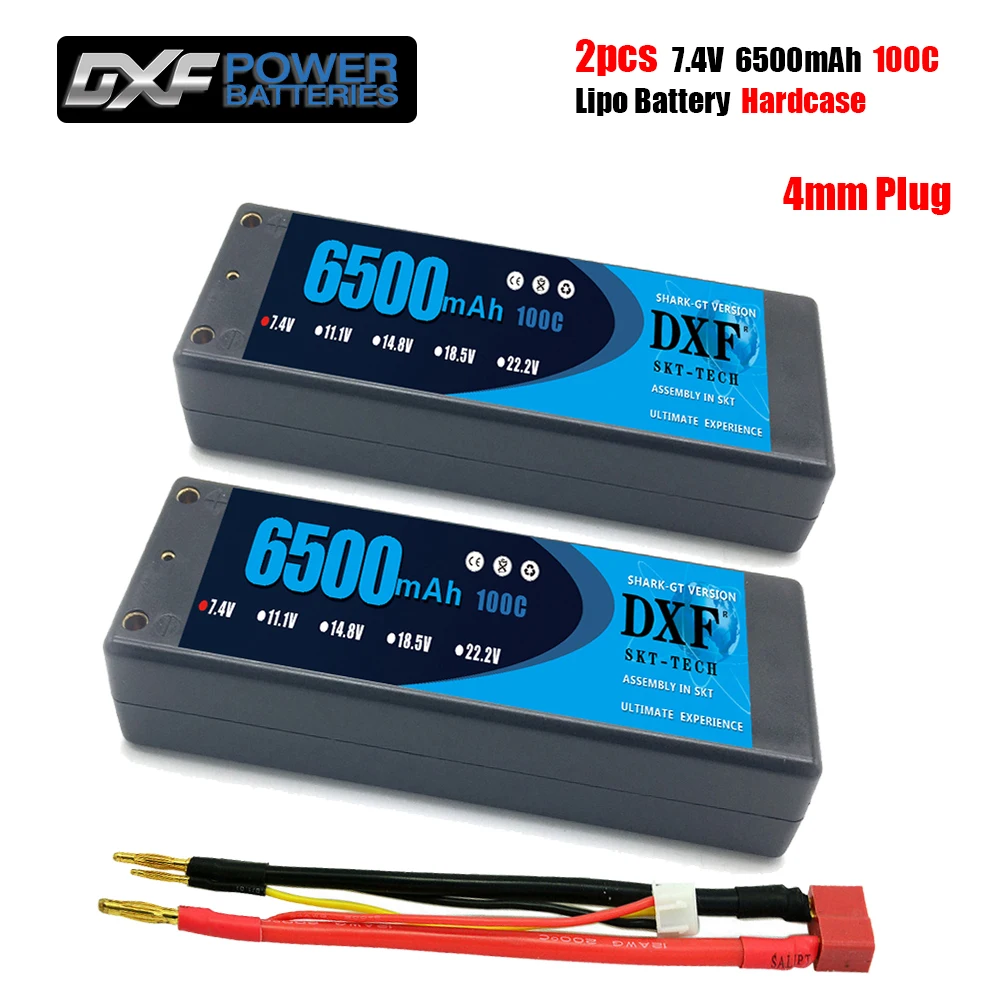 

DXF 6500mAh 4mm Lipo Battery 7.4V 100C/200C 2S LiPo RC Battery Deans XT60 EC5 for RC Evader BX Car Truck Truggy Buggy Helicopter