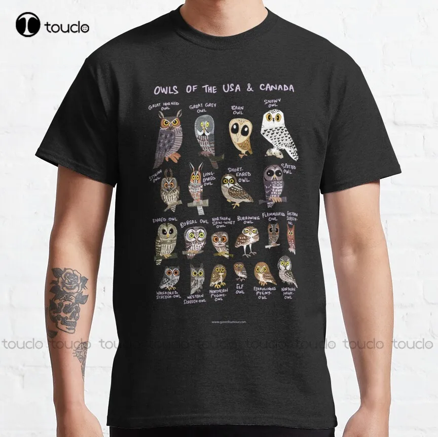 

Owls Of Usa And Canada Owls Wildlife Birds Nature Birdwatching Classic T-Shirt T Shirts For Men Custom Aldult Teen Unisex Xs-5Xl