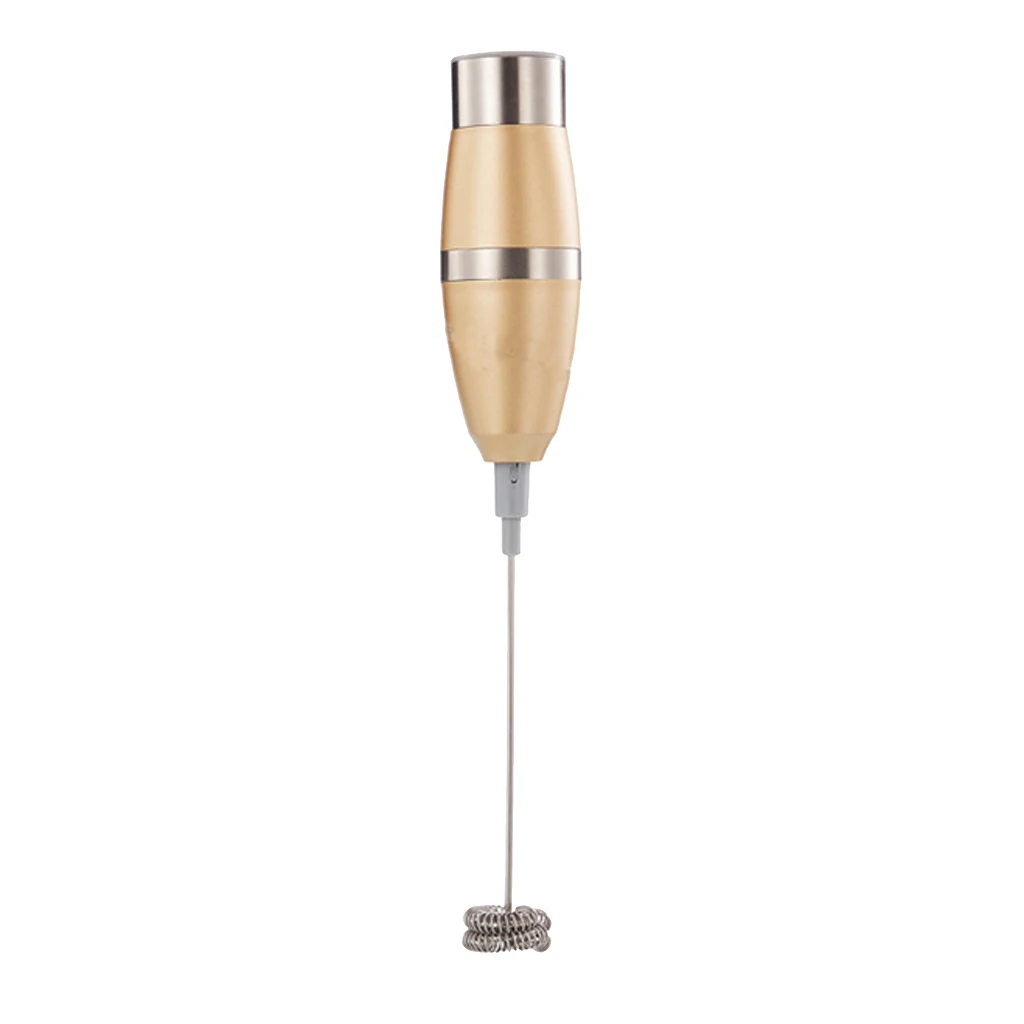 Battery Operated Electric Milk Frother Egg Beater, Handheld Cappuccino, Latte and Coffee Maker, Stainless Steel - Gold