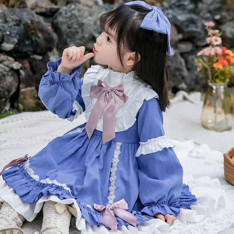 Kids Dress for Girls Baby Autumn Winter Print Lolita Girl kawaii Wedding Thick Dress Girl Ball Gown Birthday Princess Party