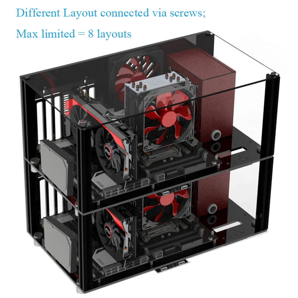 DIY Acrylic MATX Computer Case Kits Open Full Transparent Desktop Gaming Cases Unlimited Layout Accessories image 3