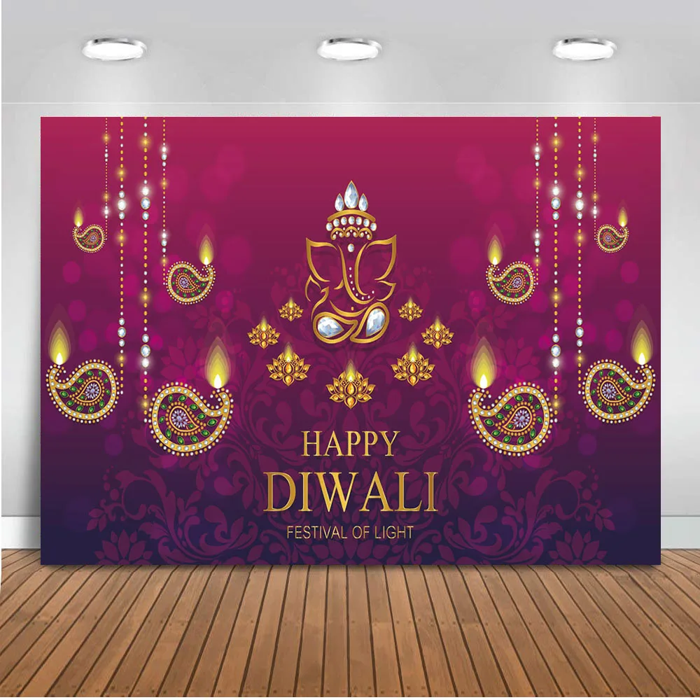 

Photography backdrop Happy Birthday Diwali Background for photo studio gold party decoration supplies vinyl 7x5ft