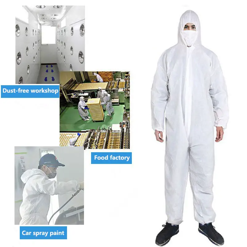 

Disposable Jumpsuit Hazmat Sui Anti-Fouling Work Safety Clothing Spary Painting Cover All Protection Clothes Overall Suit