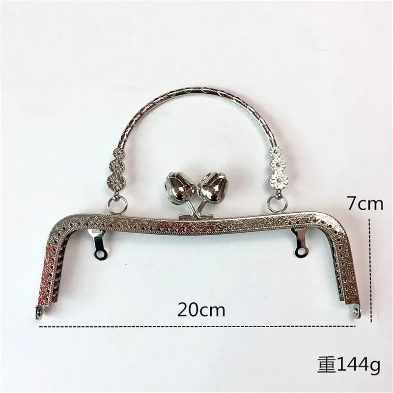 1Pcs 20CM Metal Purse Frame Handle Clutch Bag Accessories DIY Kiss Clasp Lock Bronze Embossing Square HandBag Hardware