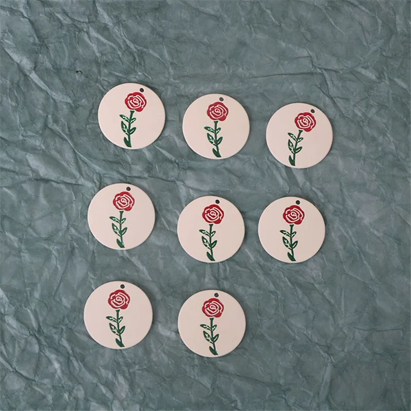 New 30pcs/lot 22mm color rose pattern Spray paint rounds shape alloy floating locket charms diy jewelry earring accessory