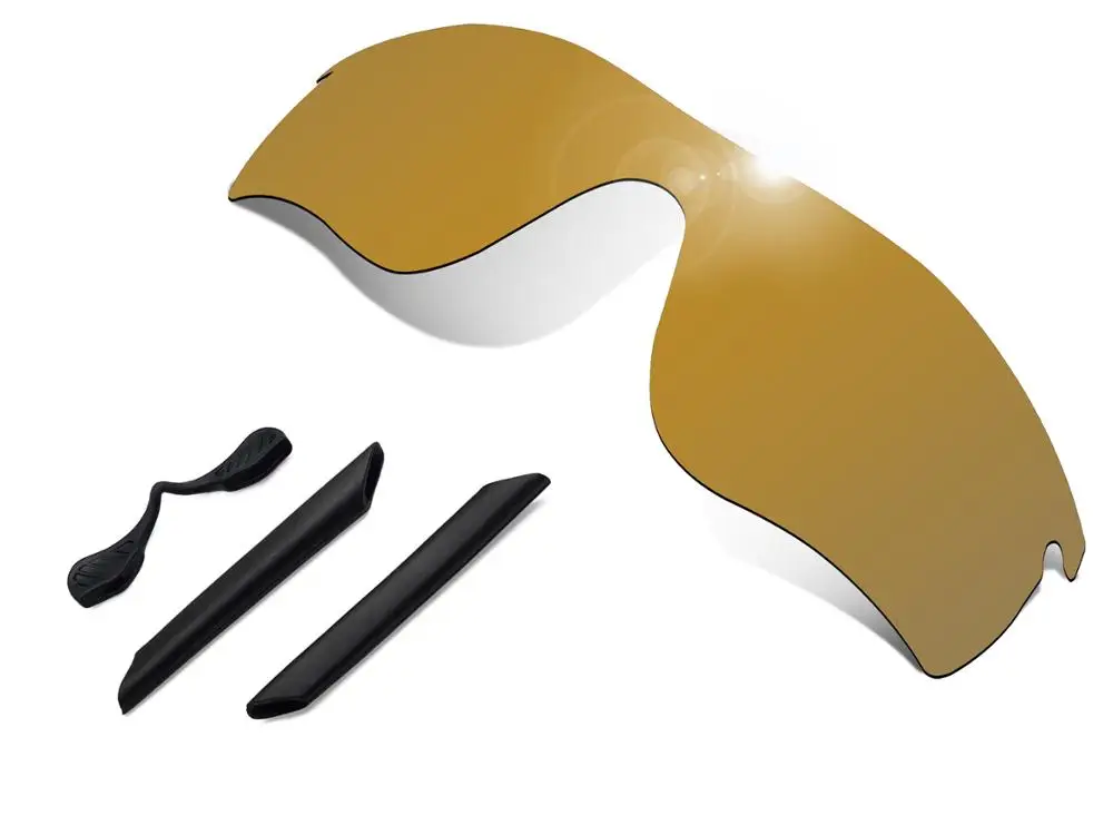 Glintbay 100% Precise-Fit Bronze Golden Replacement Lenses and Black Rubber kit for Oakley RadarLock Path Sunglasses