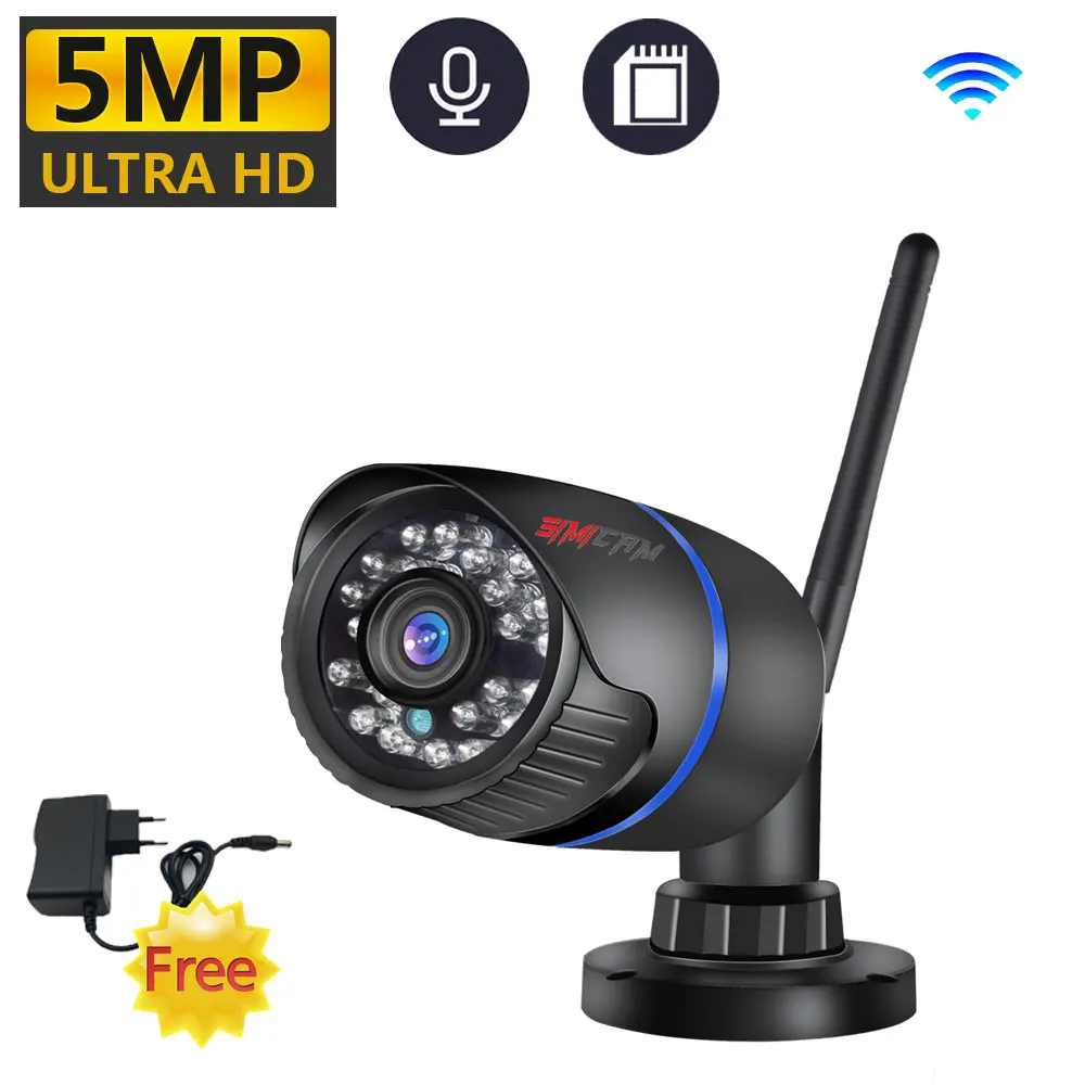 

5MP 2KHD Smart Wifi IP Camera Outdoor Onvif P2P Audio CCTV With SD Card Port Wireless ICSee Video Surveillance With Wifi SIMICAM