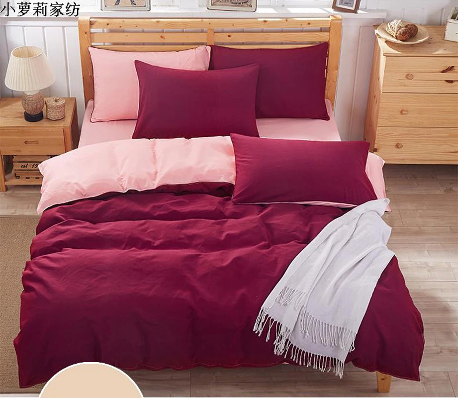 6size 4pcs Bedding Sets/bed Set/bedclothes/bedspreads/bed Linen Bed Sheet Solid Color Patchwork King/queen/full/twin