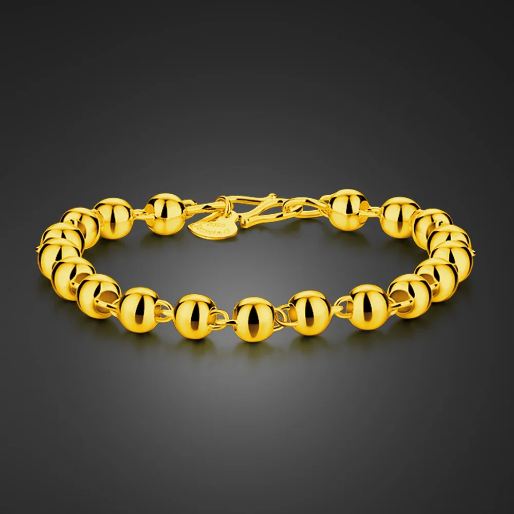

Новый простой браслет с золотыми бусинами, женский модный легкий роскошный браслет-цепочка с золотыми бусинами 6 мм, браслет-манжета, серебряные украшения