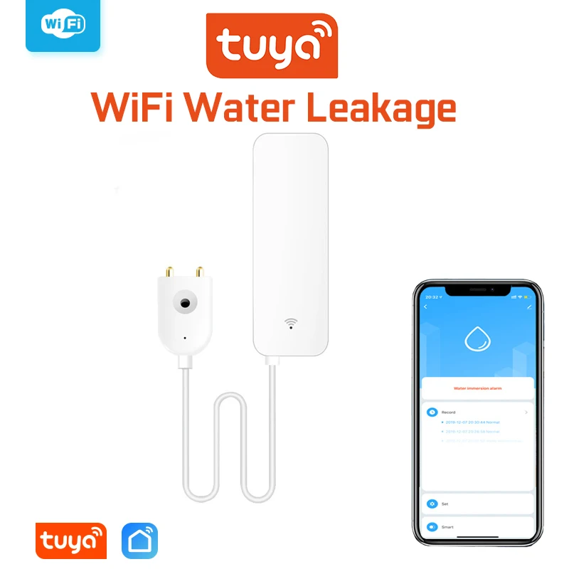 Tuya WiFi Water Leak Sensor, Water Leak Detector, Smartlife APP Notification Alerts,Water Flood Leak Alarm Home Security