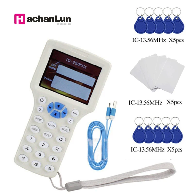 

Smart Card Writer RFID Duplicator IC/ID Multi-frequency RFID Copier Tag Reader Writer With USB Cable with 13.56mhz Tag and Card