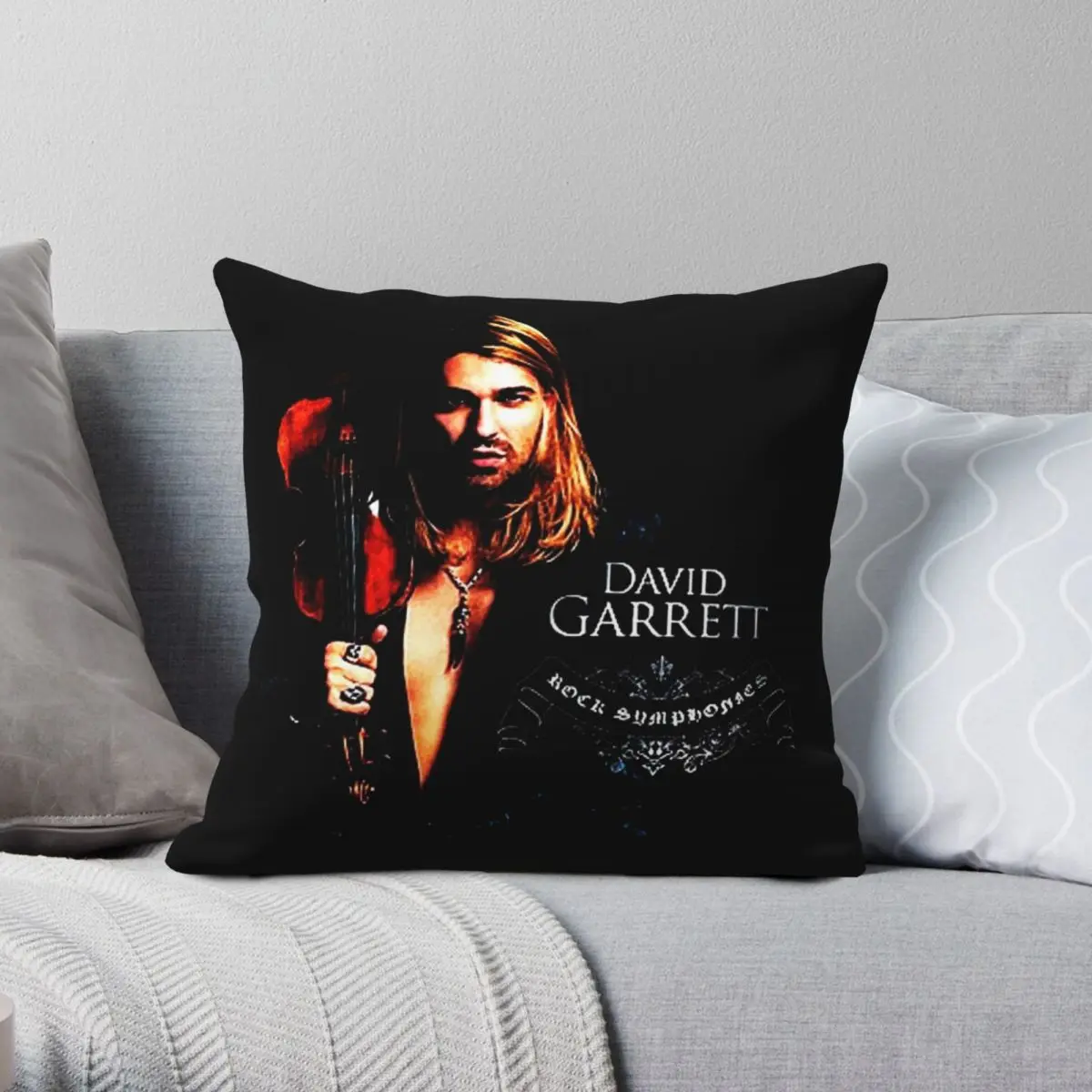 Symphony Rock David Garrett Square Pillowcase Polyester Linen Velvet Creative Zip Decor Pillow Case Sofa Cushion Cover