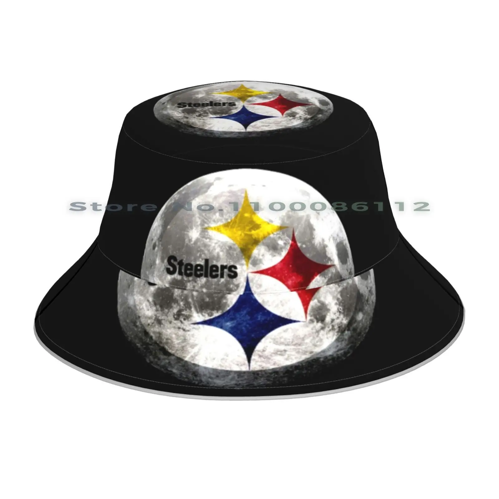 Steelers Moon Logo Bucket Hat Sun Cap Mouth Face Mask Steelers Logo Sports Fan Moon Stars Foldable Outdoor Fisherman Hat