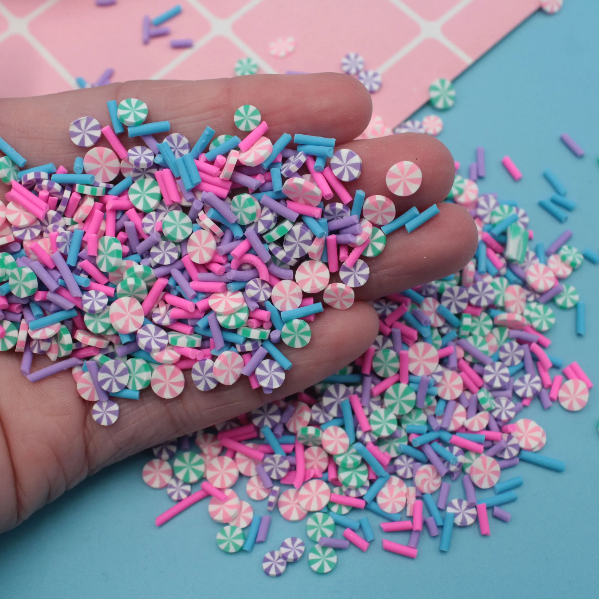 100g/Lot Peppermint Candy Slices Polymer Clay Soft Pottery Sprinkles for DIY Crafts Accessories