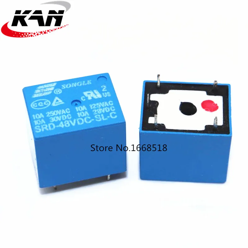 50PCS/lot Relays SRD-12VDC-SL-C SRD-24VDC-SL-C SRD-48VDC-SL-C 12V 24V 48V 10A 250VAC 5PIN T73