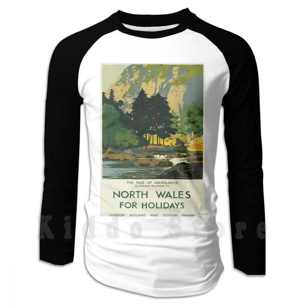 North Wales For Holidays Vintage Travel Poster Hoodies Long Sleeve North Wales North Wales Holidays Railway