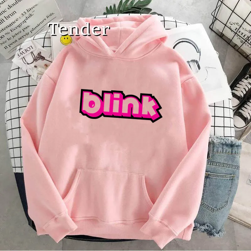 

Aesthetic printing Women blink Graphic Sweatshirts Pullover Hoodies Cotton 2021 Home Long Sleeve grunge Aesthetic hoodies Korea