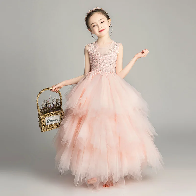 Kinder abendkleid, mädchen prinzessin kleid, blume kind hochzeit kleid, modell zeigen kleid, kinder leistung kleid