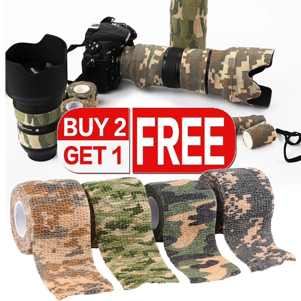 Camouflage Cohesive Bandage Self-adhesive Outdoor Military Form Multi-functional Non-woven Waterproof Stealth Wrap Tape