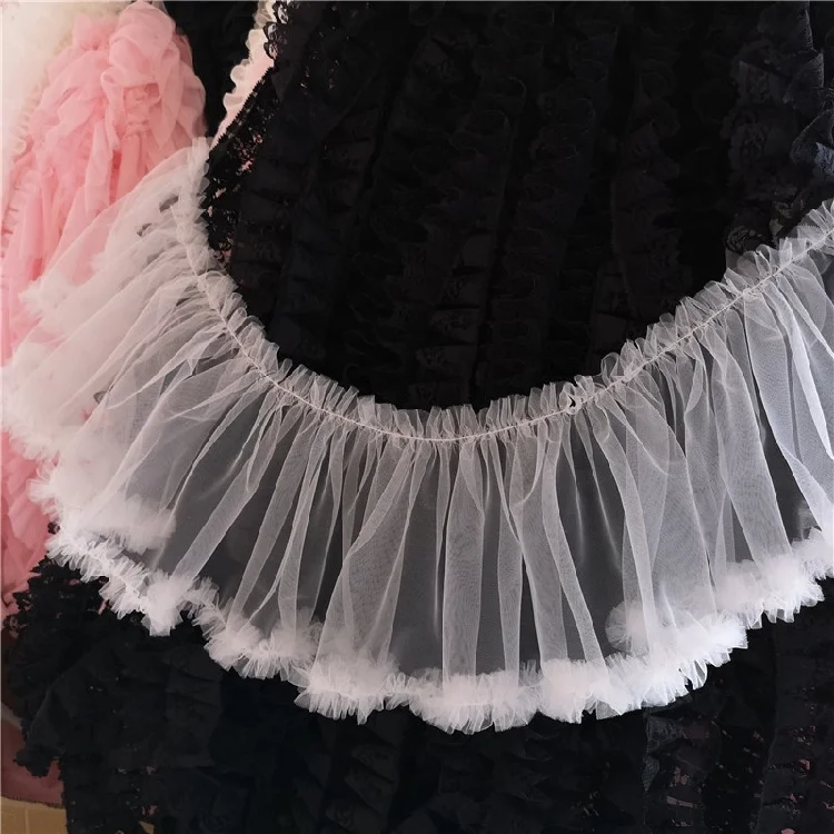 

Mingli Tengda 17cm Wide Soft Dense Folds Tulle Poncho Yarn Skirt Lace Accessories Semi Finished Articles Wedding Dress Fabric