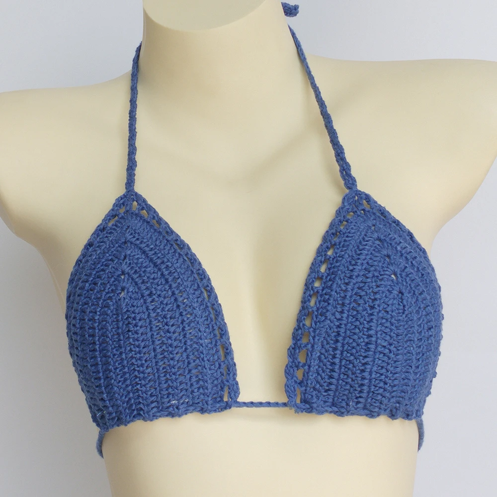 Have Lining Chest Pad Micro Bikini Top Crochet Sexy Bandage Swimsuit Push Up Bra Beachwear Women\'s Bathing Suits
