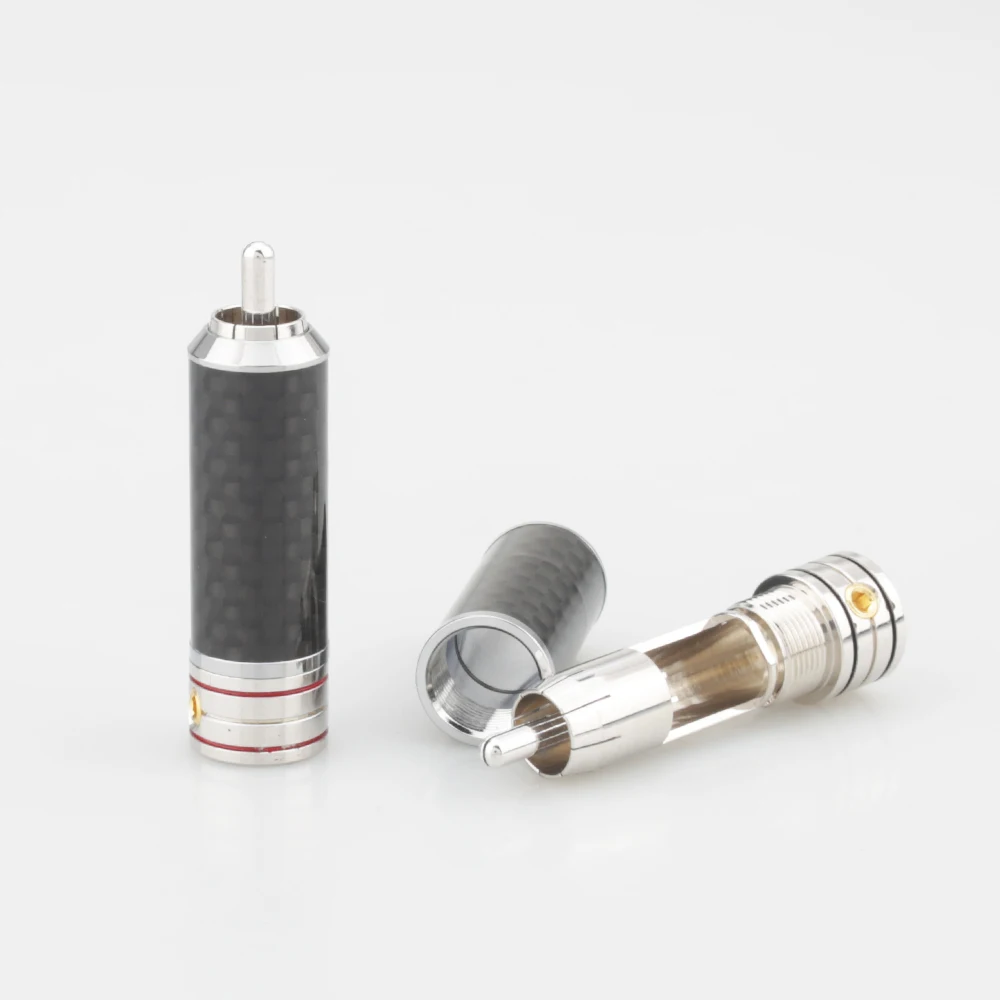 Audiocrast RCA Phono Plug HIFI Analogue cable Plug Carbon Fiber RCA Plug Rhodium Plated DIY