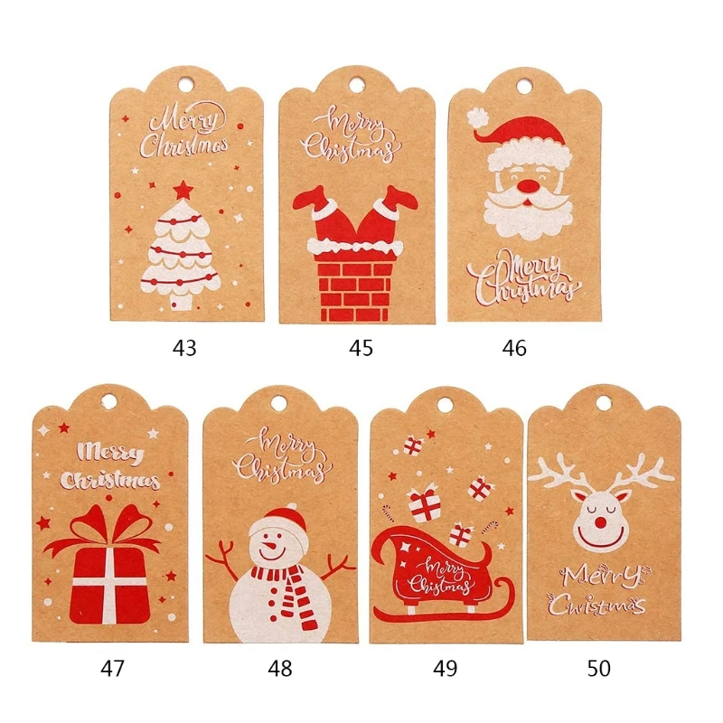 100 Pieces Christmas Tags Xmas Kraft Paper Gift Tags Hanging Label for DIY Craft