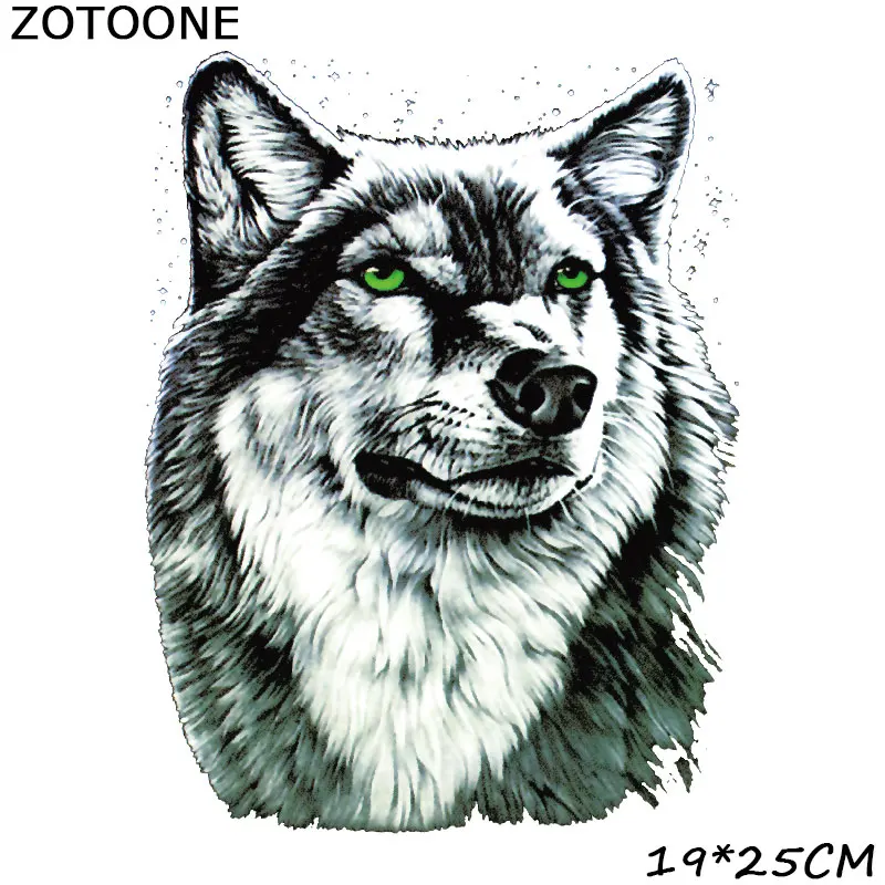 ZOTOONE Wolf Head Patch Ironing Applique Cartoon Animal Stickersfor Clothing Thermo Transfers for Kids Boy Patches for T-shirt D