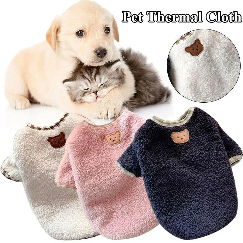 

Dog Pet Fleece Plush Clothes Warm Sweater Coat Winter Puppy Jacket Apparel Vest Solid Color Popular Dog Cat Clothes