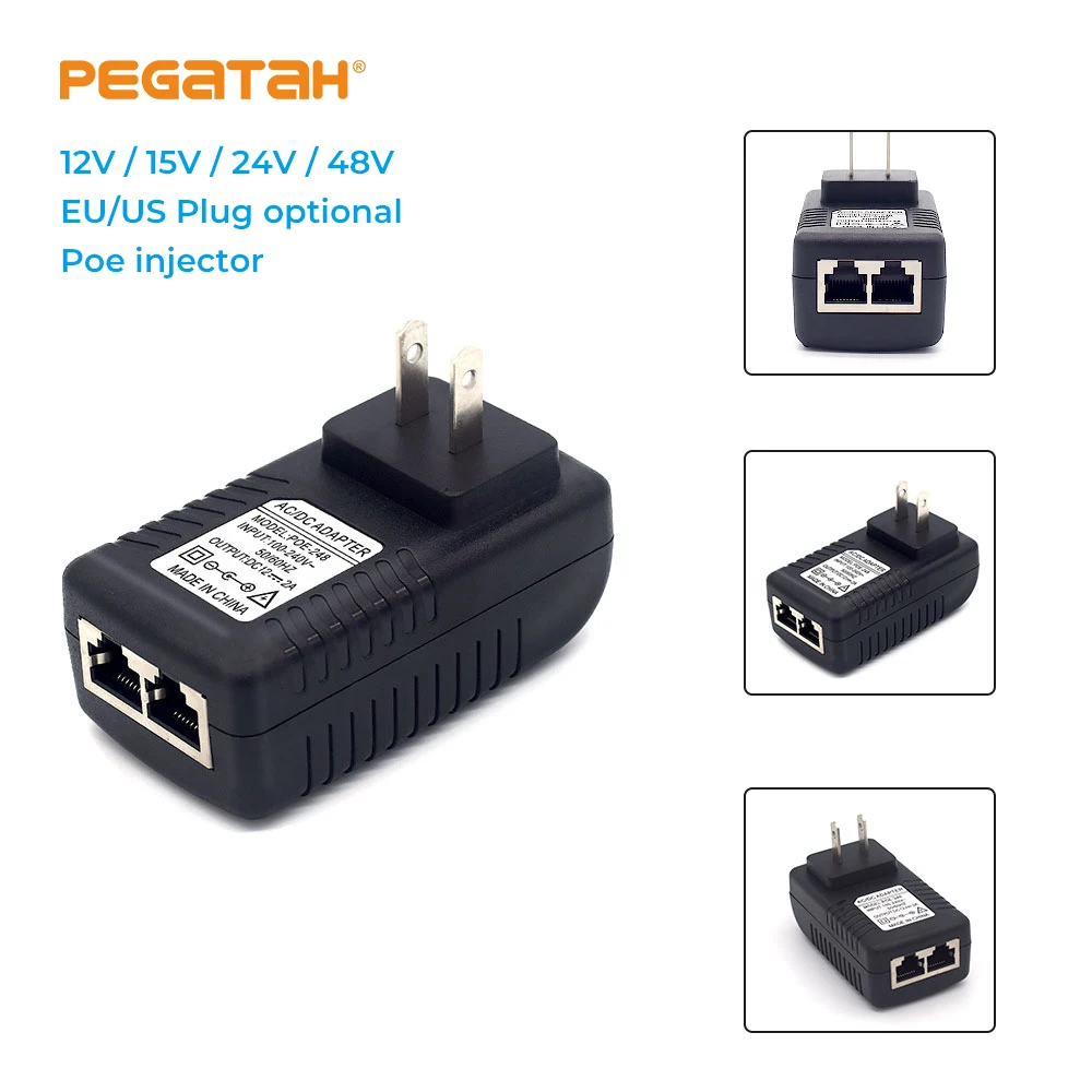 POE Injector Video Surveillance DC12V/15V/24V/48V plug EU/US/UK Plug For Poe Camera POE Power Adapter For IPC Camera