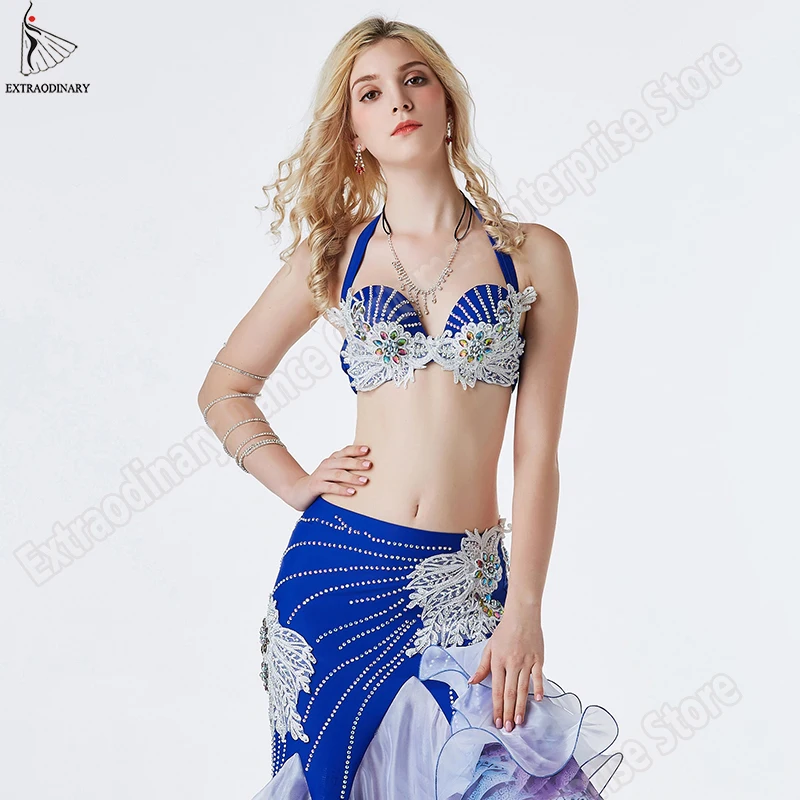 Women Oriental Belly Dance Bra Long Skirt Costume Set Eastern Outfits Sexy Clothing Bra Bead Luxury Stage Performance Carnival