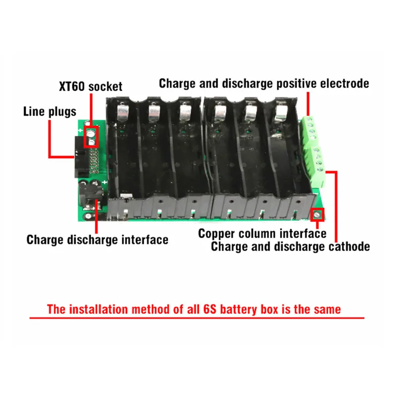 18650 battery holder 24V battery pack Li-ion Lithium balance circuits 6s bms pcb diy ebike electric car lithium battery case