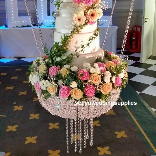 

60cm diameter )no flowers acrylic Crystal Chandelier Style Drape Suspended Swing Cake Stand Centerpiece senyu1834