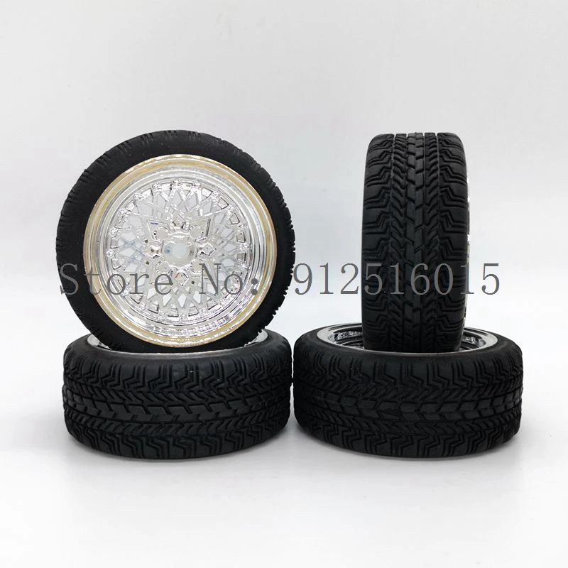 4pcs 1/10 Remote Control Car RC Soft Rubber Touring Tire Tyre Wheel Rim for 1:10 Touring Car Racing Tires Flat Tire