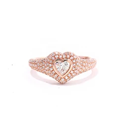 fashion engagement wedding ring Rose gold color micro pave white cz sparking bling Heart shape heart cz bridal gift jewelry