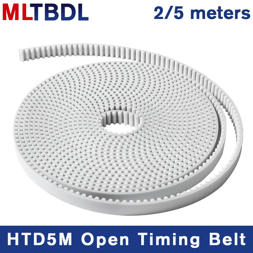 2/5meters HTD5M timing belt Width 15 20 30 40mm Color White Black PU Polyurethane with steel core HTD 5M open Synchronous pulley