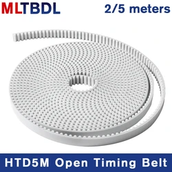 2/5meters HTD5M timing belt Width 15 20 30 40mm Color White Black PU Polyurethane with steel core HTD 5M open Synchronous pulley