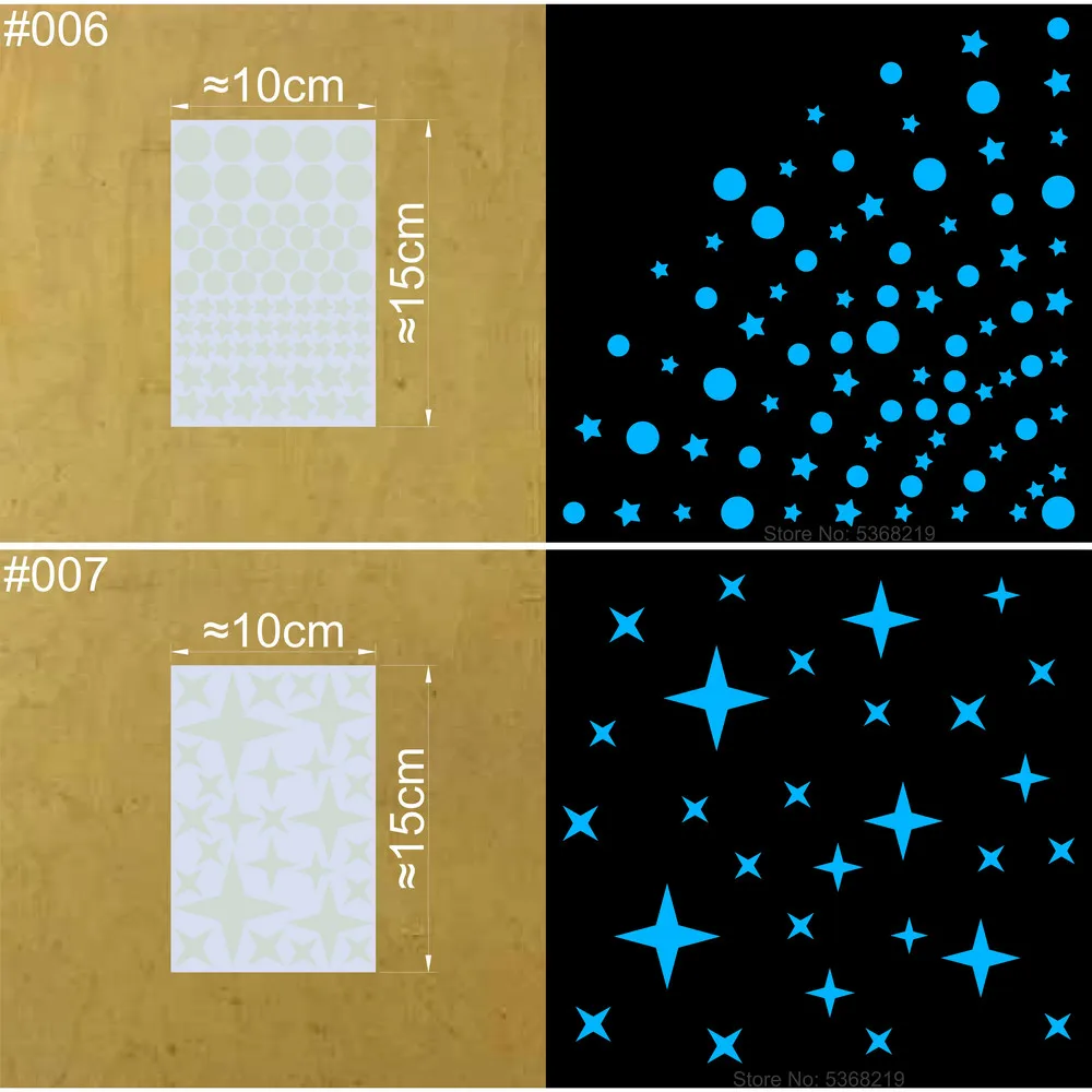 Leuchtende Sterne Wandaufkleber, die im Dunkeln leuchten, Mond/Herz/runder Aufkleber für Kinderzimmer, Kinderzimmer, Geschäft, Hotel, DIY-Dekoration – Detail 5