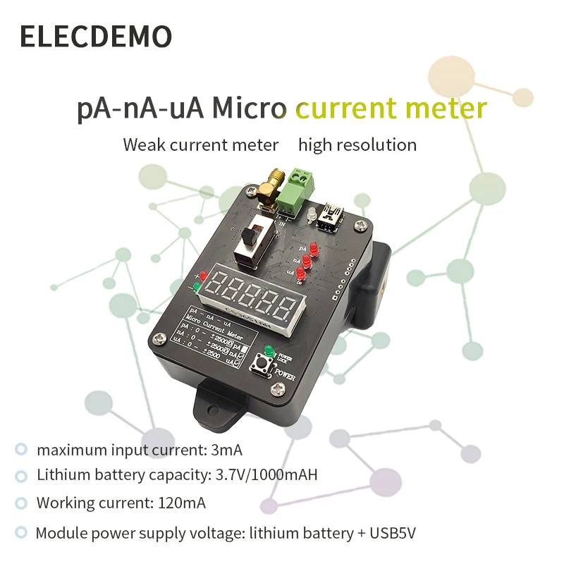 Micro Ammeter Milliampere Microampere Picoammeter mA uA nA pA Weak current Dark current Photocurrent