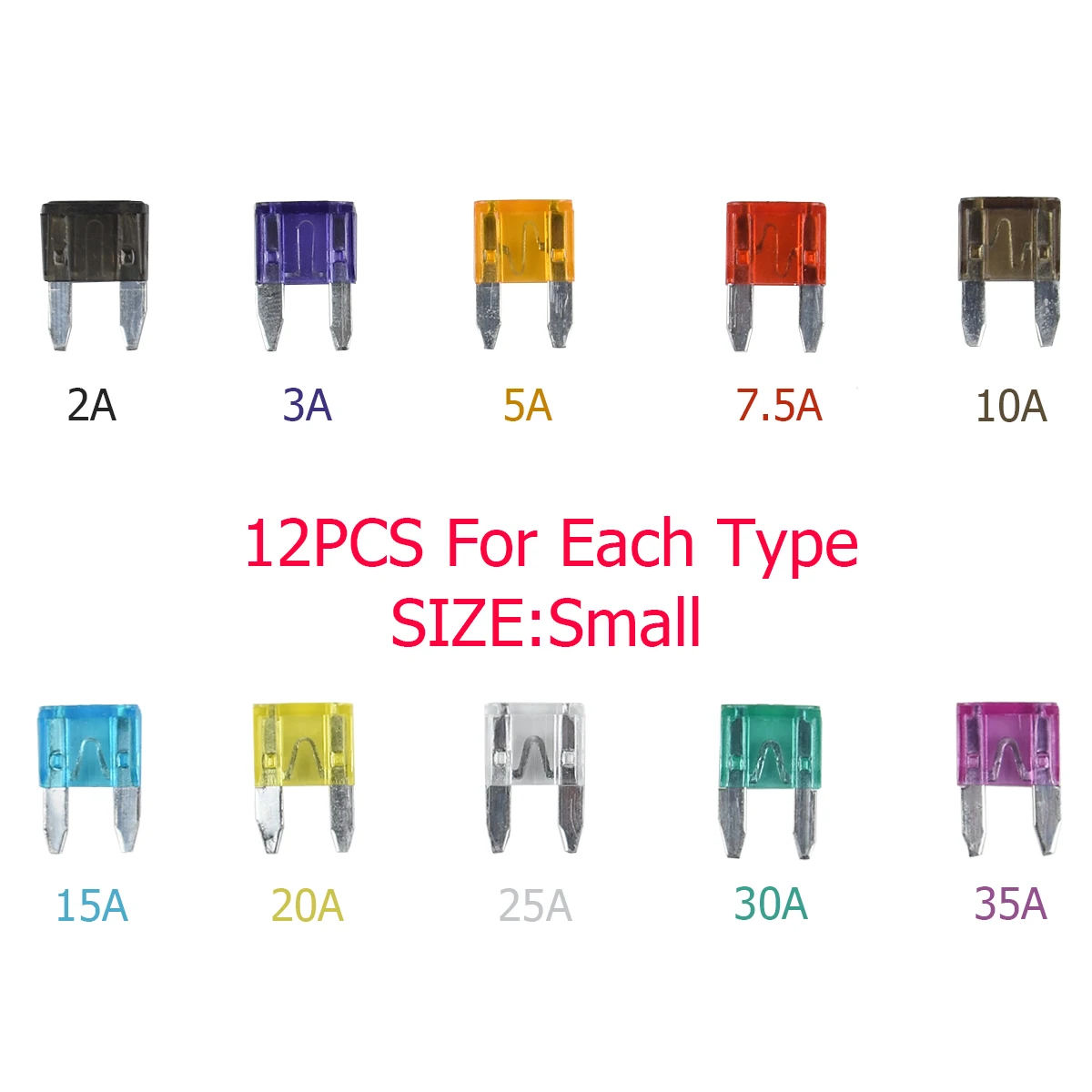 120PCS Fuse Car Kit Assorted Auto Car Truck Standard Blade Fuse Assortment 2A 3A 5A 7.5 A 10A 15A 20A 25A 30A 35AAutomotive Fuse