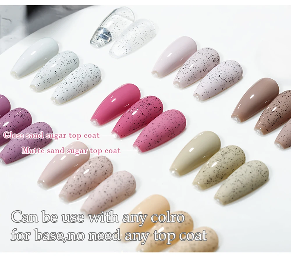 Vendeeni 15ml Sand Candy Top Coat für Gel-Nagellack, Schwarze Punkte Gel-Lack, Kristallzucker UV Soak Off Nail Art Primer Gel – Detail 4