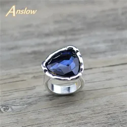 Anslow Fashion Jewelry Creative Design Large Heart Crystal Couple Lovers' Wedding Engagement Ring High Quality Gift LOW0050AR