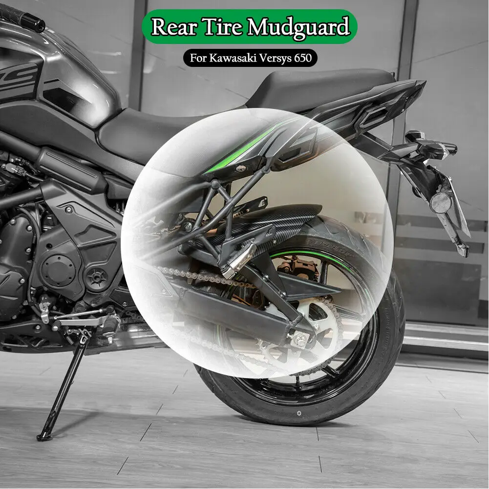 

Carbon Rear Tire Hugger Mudguard Fender Extension Mudflap Splash Guard for Kawasaki Versys 650 KLE 650 KLE650 2007-2024 2023 22