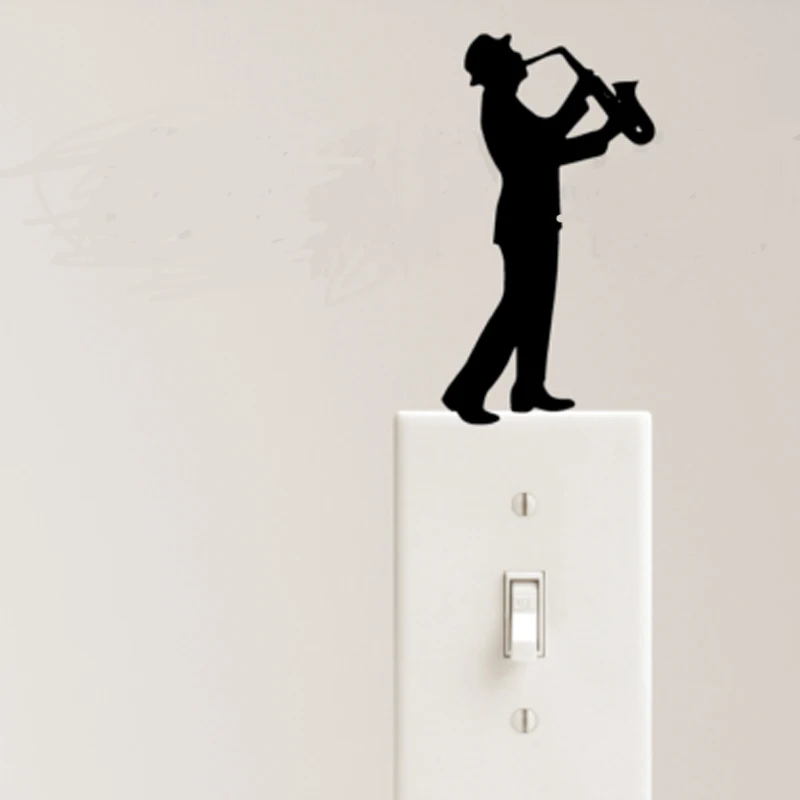 NEW Saxophone Music Decal Vinyl Sticker Light Switch Playing Instrument Home Decor 20 Colours Available