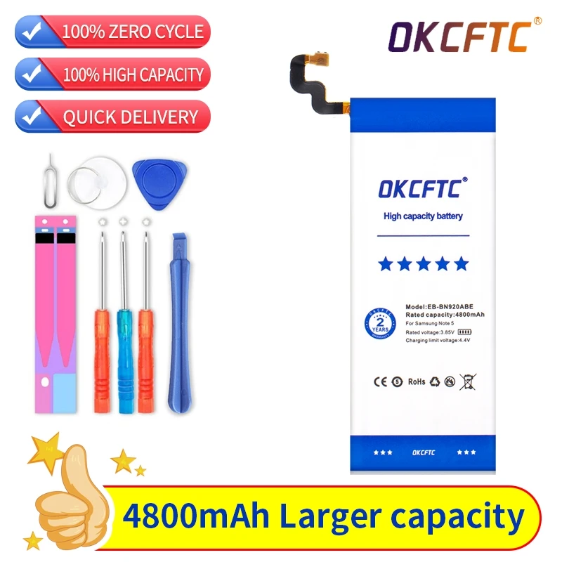 

4800mAh Original Replacement Phone Battery For Samsung Galaxy Note 5 SM-N9208 Note5 N9208 N9200 N920t N920c Genuine EB-BN920ABE