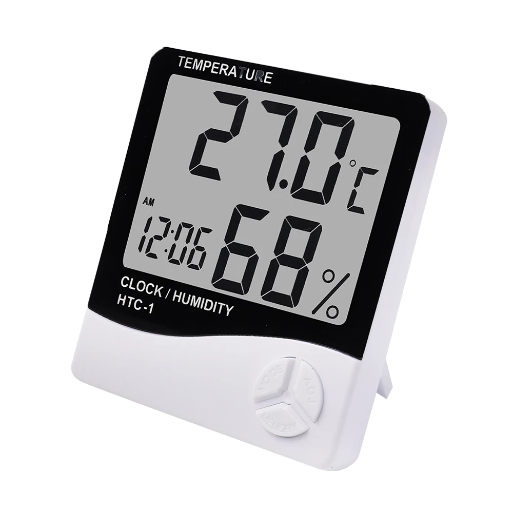 LCD Electronic Digital Temperature Humidity Meter Thermometer Hygrometer Indoor Outdoor Weather Station Clock HTC-1 HTC-2