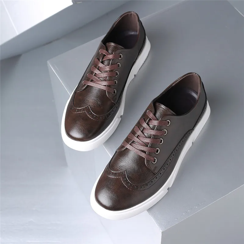 Yomior Classic Luxury Men Casual Shoes Autumn British High Quality Dress Leather Shoes Lace-Up Breathable Loafers Brogue Shoes