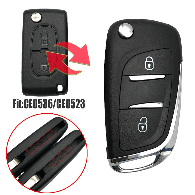 2/3 Button Car key shell For peugeot 407 607 306 408 For CITROEN C5 C3 C4 Modified Folding Flip Key Cover Case Fob CE0523/CE0536